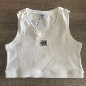 cottonLoewe Anagram Ribbed Cropped Tank Top